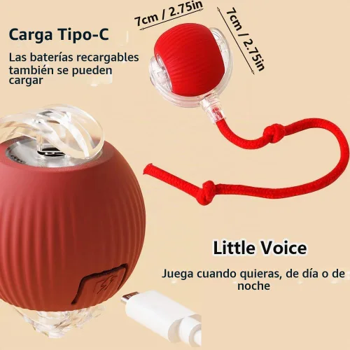 Vista 6 de Pelota de Gato Interactiva, Nuevas Bolas de Gato con Movimiento de Agilidad, Juguetes Automáticos de Bola para Gato con Cordón Imitación de Ratón