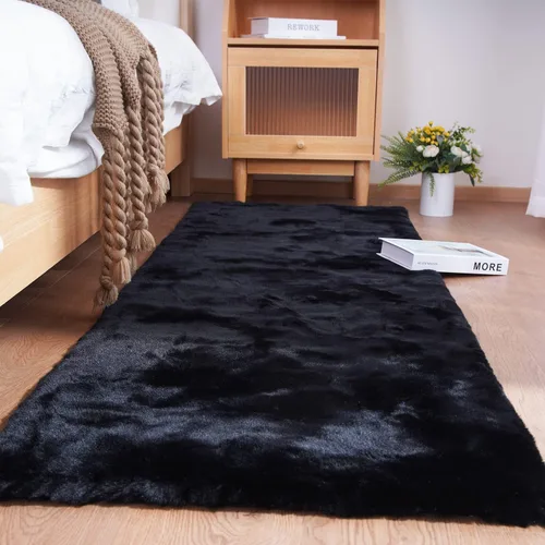 Vista 10 de Ghouse Alfombra ultrasuave de pelo sintético de conejo 2x3, alfombras lavables a máquina para dormitorio, alfombras esponjosas para sala de estar