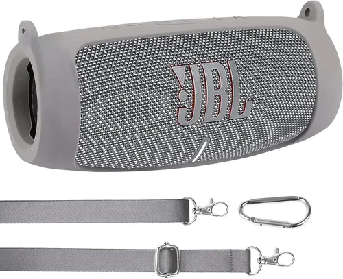 Vista 19 de co2CREA Funda de silicona para altavoz Bluetooth JBL Charge 5 portátil a prueba de agua, funda de viaje suave con correa para el hombro, funda