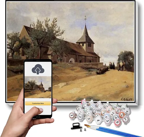 Vista 11 de Kits de pintura por números para adultos y niños The Boatmen of Mortefontaine Pintura por Camille Corot Kit de pintura por números sobre lienzo