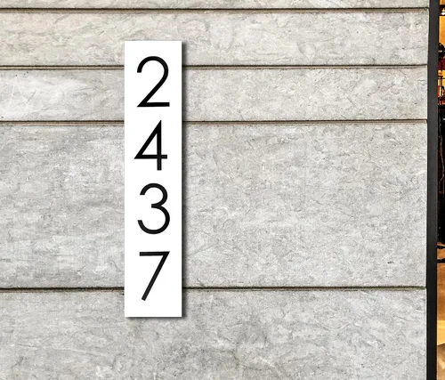 Vista 5 de Números de casa para exteriores Placa de números de casa disponible en VERTICAL y HORIZONTAL Señal de placa de dirección Números de dirección