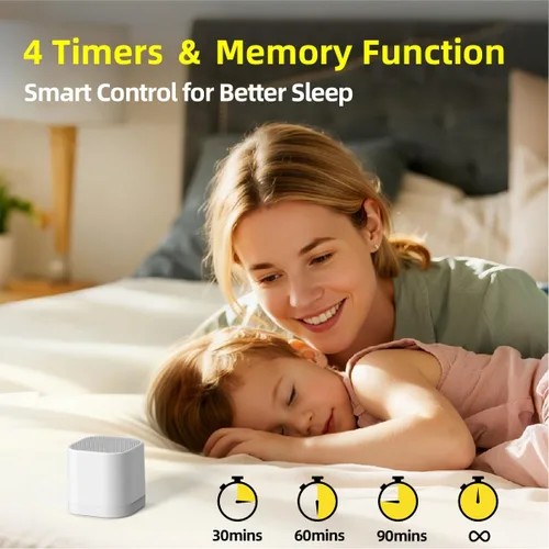 Vista 4 de SleeZOO Máquina de sonido portátil para dormir, mini máquina de ruido blanco para bebés, niños y adultos, con 30 sonidos relajantes, 4
