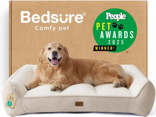 Vista 31 de Bedsure Cama ortopédica para perros de tamaño mediano, camas extra gruesas de apoyo para perros medianos con funda impermeable lavable, cómodo sofá