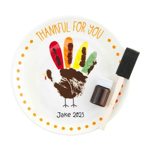 Vista 3 de Mud Pie Placa de huella de mano de pavo para niños