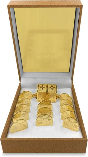 Vista 3 de Monedas de unidad de boda personalizables chapados en oro de 24 quilates con estuche, caja del tesoro, Arras Matrimoniales (Centenario)
