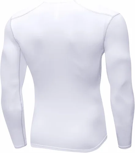 Vista 2 de Camisetas térmicas de compresión de manga larga para hombre, capa base atlética, para clima frío, correr, gimnasio, forro polar
