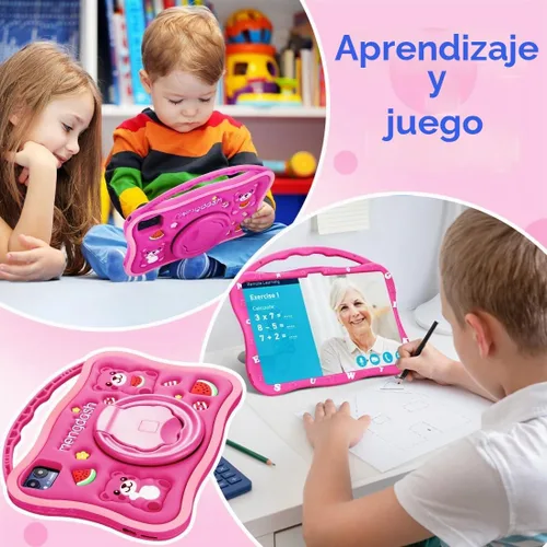 Vista 5 de Tablet para Niños MengDash, Tablet de 10.1 Pulgadas para Niños de 3-10 Años, Tablet Educativa para Niños Pequeños Android 14, 8GB RAM+64GB ROM Rojo