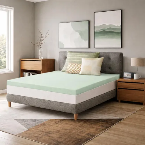 Vista 7 de Treaton, 2-Inch High Density Medium Firm Foam Mattress Topper, CertiPUR-US Certified for Superior Comfort and Support, Full, Green