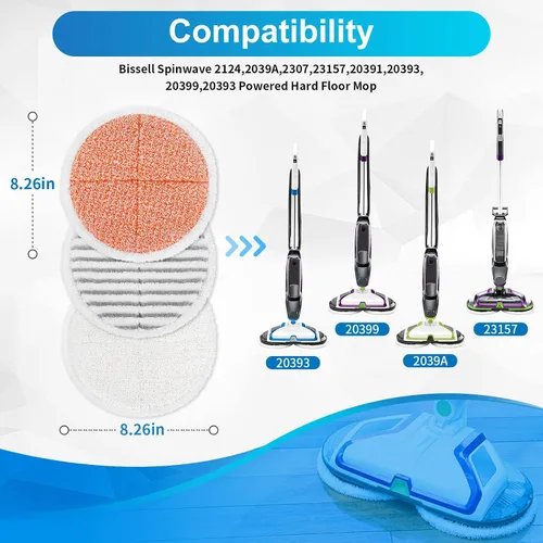 Vista 2 de KEEPOW Spinwave - Almohadillas de repuesto compatibles con Bissell Spinwave Mop 2124, 2039A, 2307, 23157, 20391, 20399, 20393, almohadillas