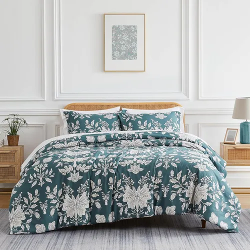 Vista 36 de Southshore Fine Living, Inc. Juego de edredón costero individual XL, edredón de plumón alternativo a rayas azules, tamaño individual XL con funda