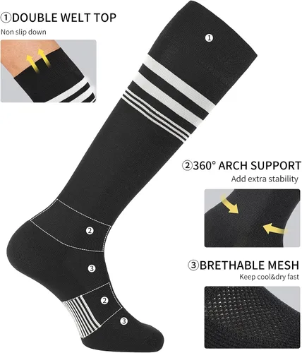 Vista 4 de CS CELERSPORT 23 pares de calcetines de fútbol y sóftbol para jóvenes, niños, hombres y mujeres, calcetines multideportivos