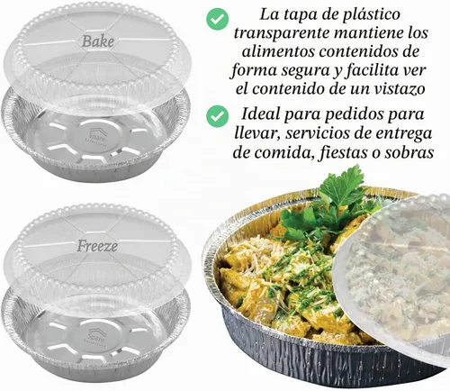 Vista 7 de Paquete de 55 sartenes redondas de aluminio de 7 pulgadas con tapas, sartenes de papel de aluminio con tapas transparentes, sartenes redondas aptas