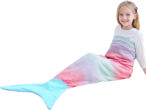 Vista 7 de VHOME Manta de Sirena para Niños - Cálida Manta para Sala de Estar y Sofá, Mantas Abraciciosas para Niños, Regalo de Cumpleaños