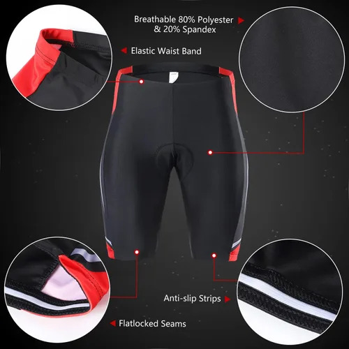 Vista 4 de Lixada Camiseta de ciclismo para hombre de manga corta con pantalones cortos acolchados de secado rápido para verano, ropa corta para bicicleta
