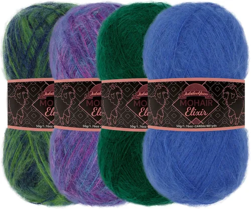 Vista 107 de JubileeYarn Mohair Elixir Yarn - 50g/Skein Baby Wool Blend - Cosmopolitan - 1 Skein