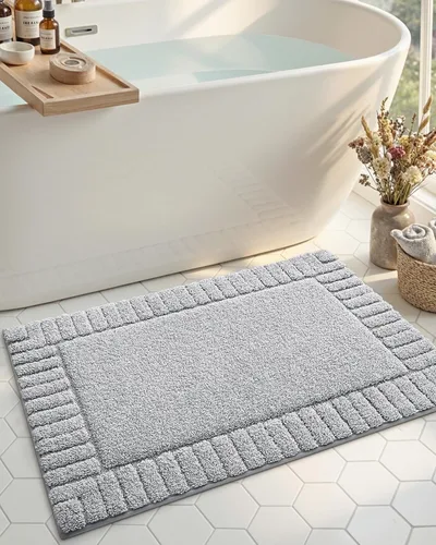 Vista 15 de DEXI - Alfombras de baño de 16"x24", alfombras antideslizantes para el suelo del baño, alfombra de baño ultrasuave y absorbente para la ducha, Beige