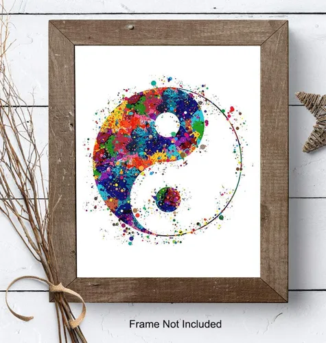Vista 7 de Yin Yang - Impresión artística inspiradora de acuarela zen, foto sin marco de 8 x 10 pulgadas, regalo motivacional para meditación, fanáticos