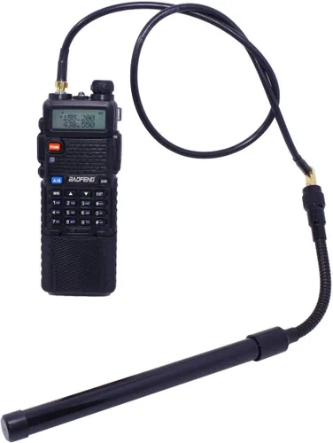 Vista 6 de Abbree SMA - Antena de banda dual hembra VHF/UHF 144/430 MHz antena de látigo suave de alta ganancia para radio bidireccional Baofeng UV-5R UV-82.
