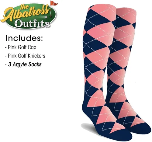 Vista 5 de Golf Knickers Traje de golf Albatross para hombre, gorra de golf, 3 calcetines de rombos