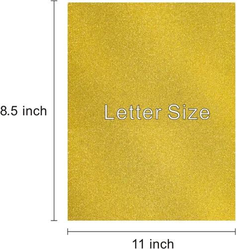 Vista 2 de Papel de cartulina dorado pesado con purpurina, 50 hojas (300 GSM = 110 libras de cubierta), papel con purpurina tamaño carta de 8.5 x 11 pulgadas