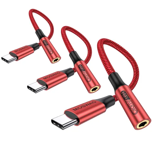 Vista 11 de MOSWAG Adaptador de audio USB tipo C a conector de auriculares hembra de 0.138 in, sonido de alta fidelidad For