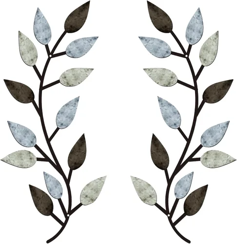Vista 12 de Zhengmy 2 piezas de metal hoja de árbol decoración de pared de hoja de olivo vid hoja de olivo arte de pared sala de estar, decoración de pared