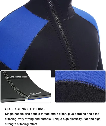 Vista 7 de DEHAI Traje de neopreno de 0.197 in para hombre, traje de neopreno para buceo, manga larga, cremallera trasera, cuerpo completo, traje de baño