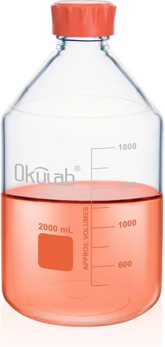 Vista 11 de Botellas redondas de almacenamiento de medios de 33.8 fl oz (34 onzas), vidrio de borosilicato 3.3, con tapones de rosca GL45 en material PP