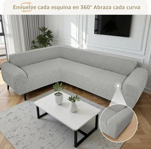 Vista 4 de Fundas para sofá seccional en forma de L de 1 pieza, fundas de esquina elásticas para sofá, funda de sofá antideslizante, lavable, fundas de sofá