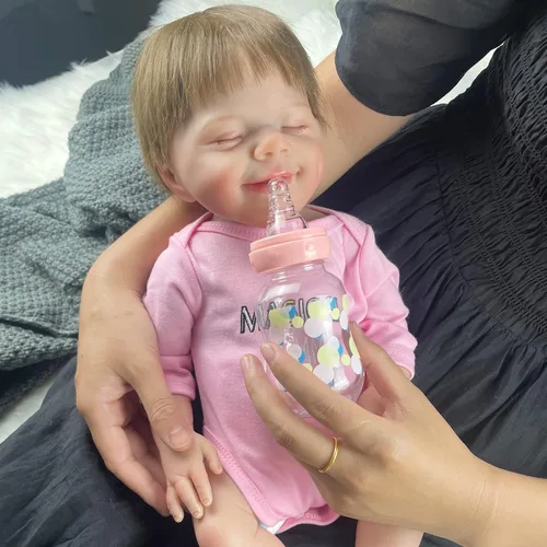 Vista 3 de Muñecas Reborn Baby Girl, 18 pulgadas realistas recién nacidas muñecas durmiendo con vinilo de silicona suave de cuerpo completo, muñecas de bebé