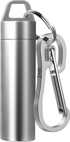 Vista 7 de Pastillero pequeño, llavero portátil para pastilleros, contenedor de pastillero de metal impermeable para bolsillo de viaje, mini organizador