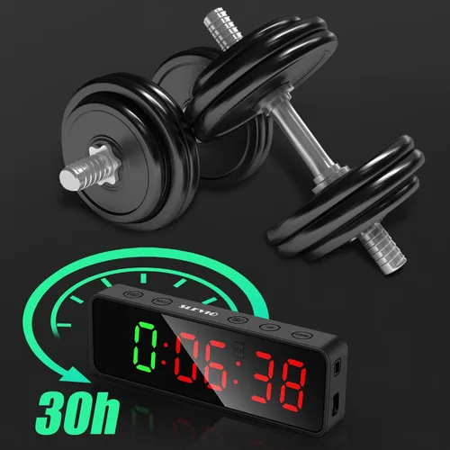 Vista 7 de Reloj pequeño con temporizador de gimnasio, cronómetro, temporizador de intervalos de entrenamiento con potente imán incorporado, pantalla digital