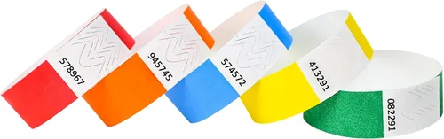 Vista 9 de DGBDPACK 500 Pcs Pulseras Numeradas 5 colores neón surtidos, correas impermeables y resistentes al desgarro para fiestas