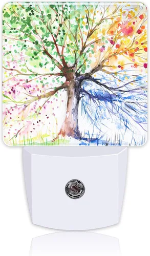 Vista 28 de Lámpara de luz nocturna con pintura de flores de hiedra abstracta al agua, enchufe de luz nocturna con sensor de atardecer a amanecer, linda luz