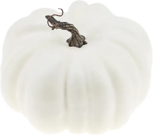 Vista 9 de Woration Calabaza blanca falsa artificial de 5 pulgadas, decoración de calabaza de Halloween de Acción de Gracias, modelo de comida realista