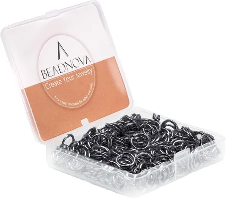 Vista 13 de BEADNOVA Anillos de salto negros de 0.157 in para hacer joyas, anillos abiertos para llaveros y reparación de collares (300 unidades)