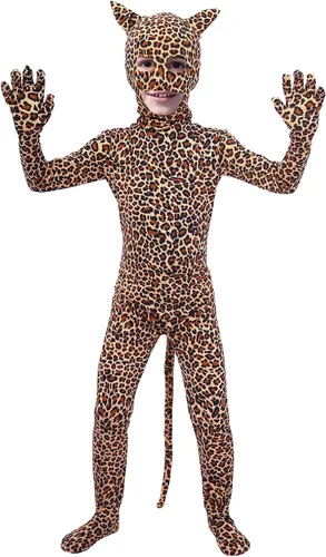 Vista 2 de Gaoin Bonito disfraz de leopardo de elastano para niños y niñas
