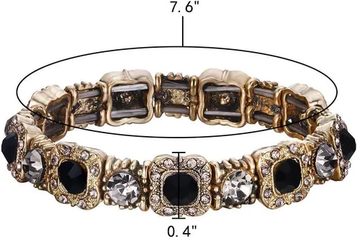 Vista 4 de EleQueen Pulseras de tenis de cristal austríaco inspiradas en la vendimia para boda