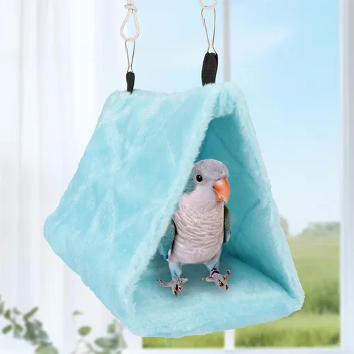 Vista 3 de Wontee Casa de nido de pájaros, cama cálida para pájaros, hamaca colgante para periquitos, periquitos, Caique, Senegal, loros cuáqueros, cacatúas