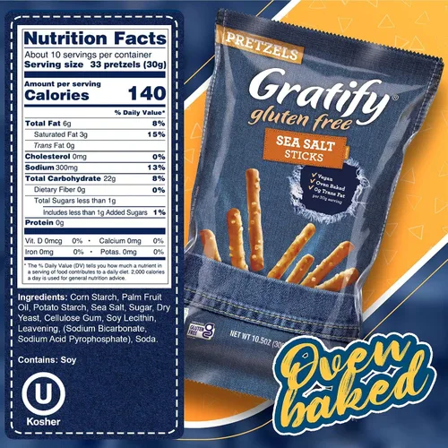 Vista 2 de Gratify Palitos de pretzel sin gluten – Bolsas de pretzel GF, mezcla sin gluten para adultos y niños, salsa de humus, paquetes individuales, aptas