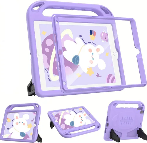 Vista 10 de BMOUO Funda para niños para iPad 9.7 2018/2017/iPad Air 2/1/Pro 9.7 - Protector de pantalla integrado con mango a prueba de golpes, funda