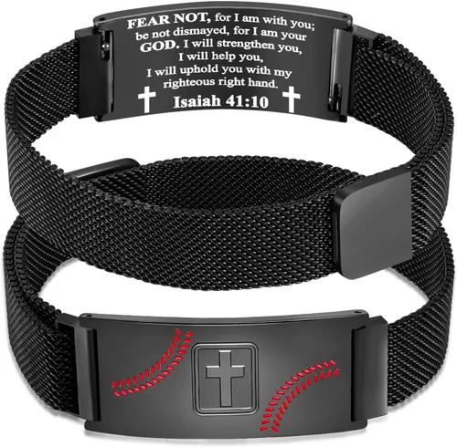 Vista 107 de Regalos de graduación, pulsera de fútbol, fútbol, baloncesto, béisbol, regalos de pulsera, pulseras de cruz de fe para hombres, bautismo, primera