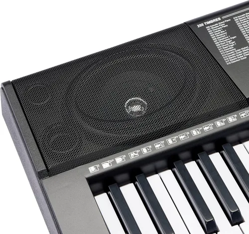 Vista 5 de Amazon Basics Piano de teclado eléctrico con 61 teclas, altavoces integrados, canciones para aprender, color negro