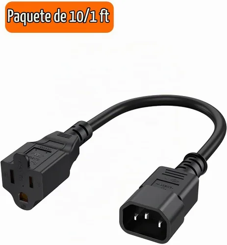 Vista 7 de CableCreation Paquete de 10 cables adaptadores de corriente NEMA 5-15R a IEC 320 C14 de 1 pie