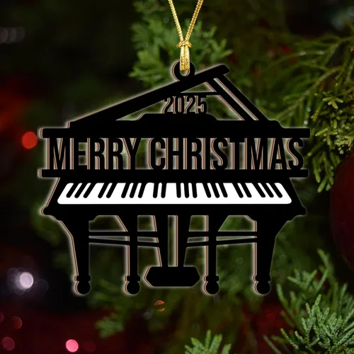 Vista 6 de Adorno de Piano 2025 – Adorno Navideño de Piano Grande para Árbol, Regalos de Piano de Madera para Músicos, Regalos para Tocadores de Piano, Adorno