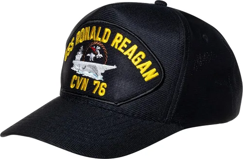 Vista 2 de Estados Unidos Armada USS Ronald Reagan CVN-76 Supercarrier Buque Emblema Patch Sombrero Azul Marino Gorra de béisbol