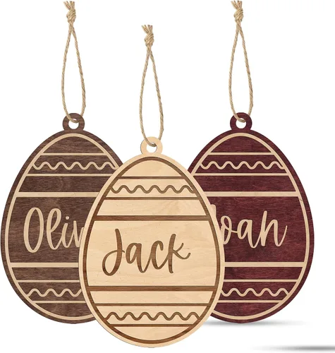 Vista 17 de Etiquetas personalizadas para cesta de Pascua con nombre, conejo de Pascua, cereza, etiquetas de nombre de Pascua personalizadas, regalos de conejo