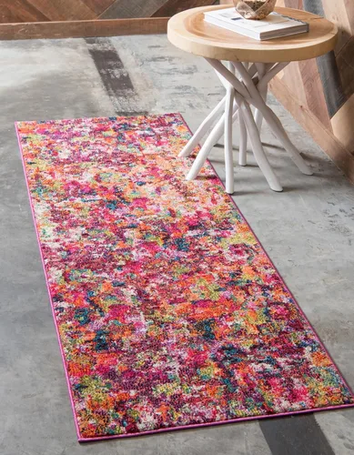 Vista 23 de Unique Loom Chromatic Collection Alfombra de Área - Champagne (2' 2" x 6' Runner, Azul Claro/Azul)