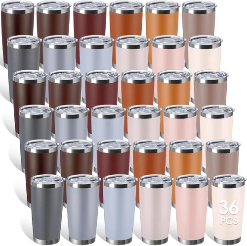 Vista 10 de Sieral 36 Pack Stainless Steel Tumblers Bulk with Lids, 20 oz, Cool Color Color fresco
