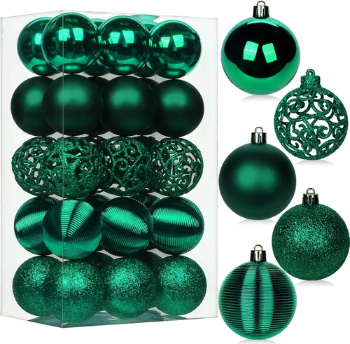 Vista 17 de 30 piezas de adornos de bola de árbol de Navidad irrompibles negros para decoración navideña